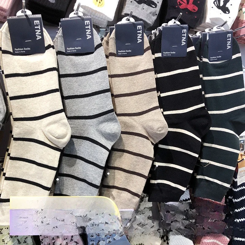 ETNA Sos Luxury Briti Sle para hombre, calzado de algodón a rayas finas, moderno, hasta media pantorrilla, para primavera y otoño, cómodo y transpirable