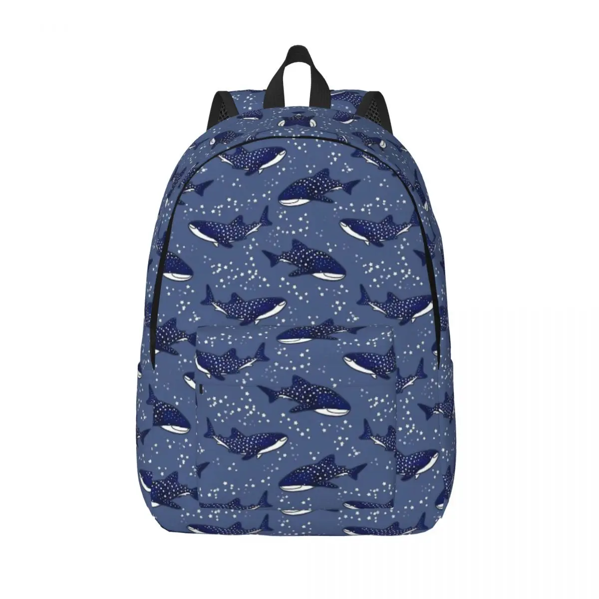 Starry Whale Sharks Fashion Backpack with Pocket High School Work Galactic Sea Giants Daypack for Men Women College Canvas Bags