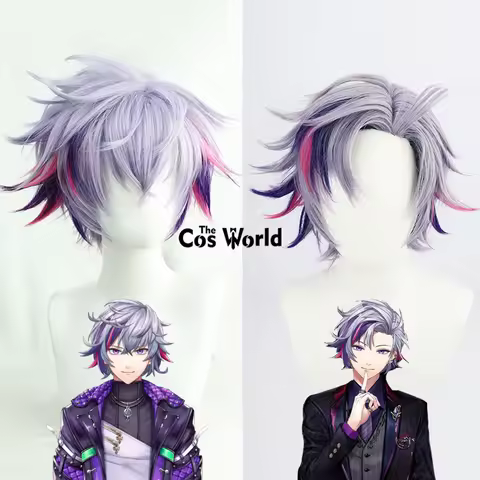 Virtual YouTuber VTuber Fuwa Minato Anime Cosplay Wigs Fiber Heat Resistant Synthetic Hair + Wig Cap
