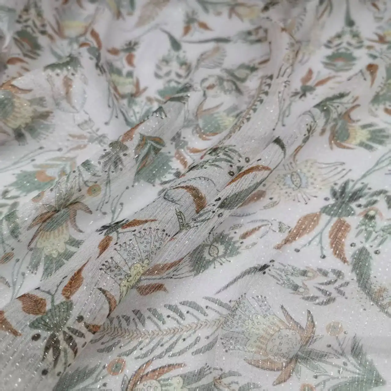 

Floral Mulberry Silk Fabric Soft Silk Shiny Metallic Jacquard DIY Cloth Dress Scarf Material