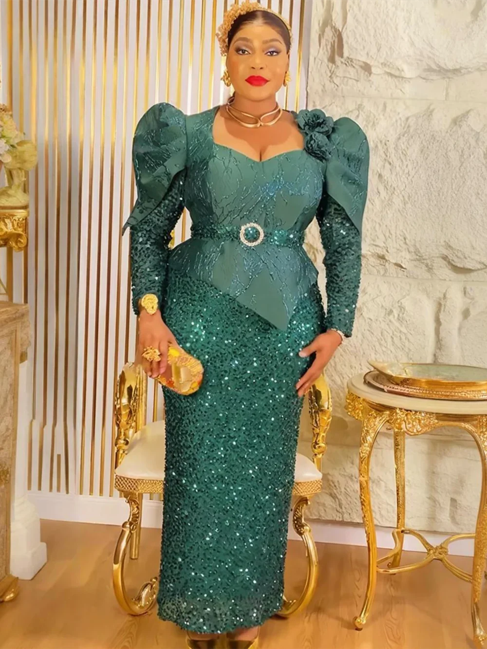 

Elegant African Dresses for Women Luxury Sequin Evening Gown Plus Size Wedding Party Dress 2025 New Africa Clothing Outfits