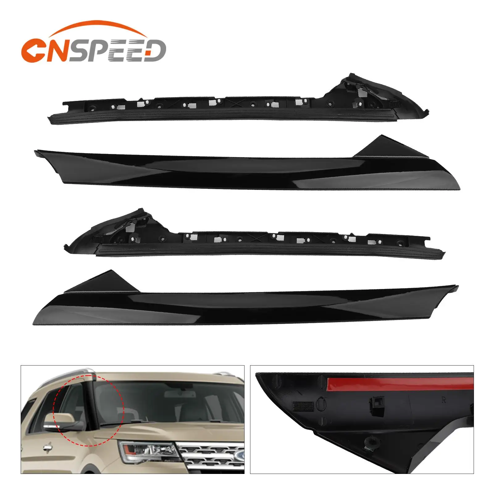 

Windshield Outer Trim A-Pillar Molding Driver Left Passenger Right Side BB5Z-7803145-AA BB5Z7803144AA For 11-19 Ford Explorer