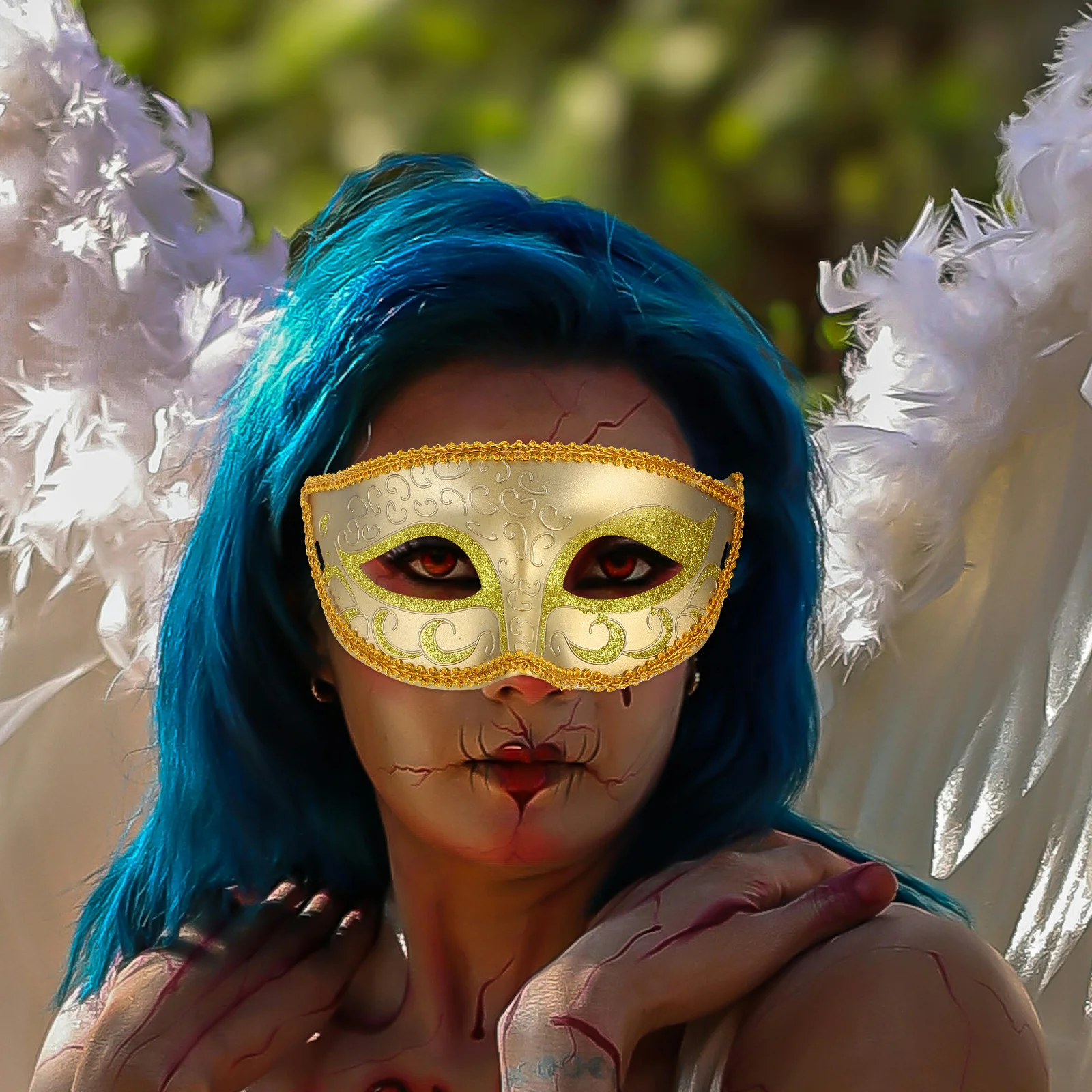 

Golden Masquerade Masks Halloween Costume Prop Lace Face Pieces Photography Cosplay Accessories