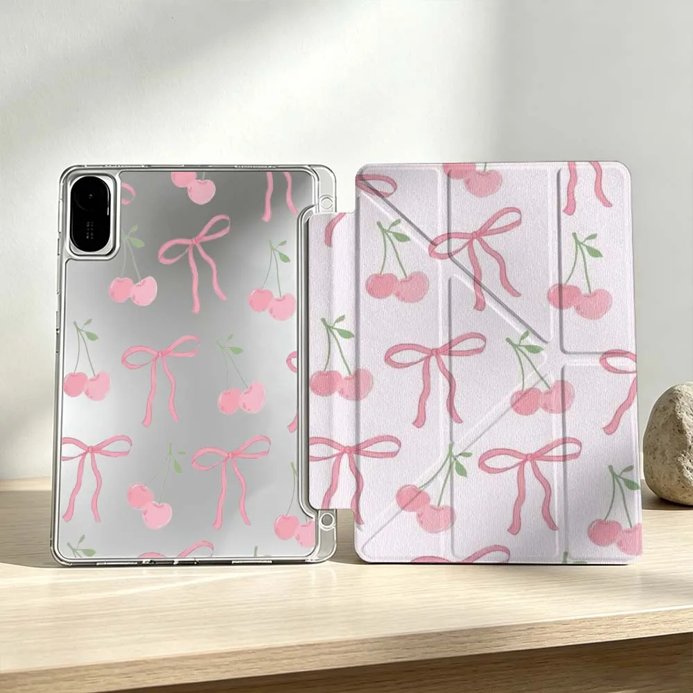 Artistic Pink Bow Cherry Soft For Xiaomi Mi Pad 8 7 6 5 Pro Redmi Pad SE 2 Poco Pad Foldable 3Y Tablet Case