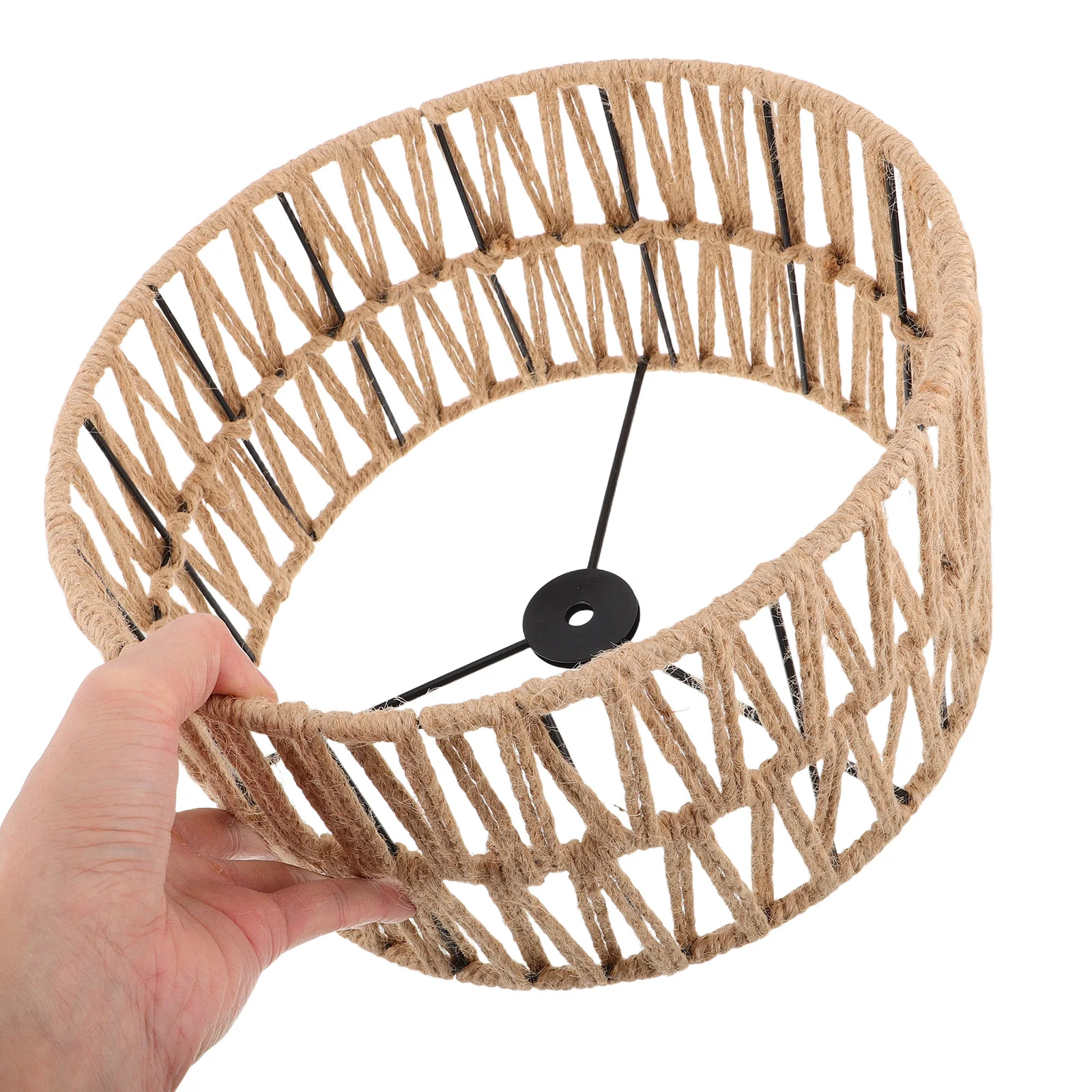 

Wrought Iron Lampshade Vintage Pendant Light Cover Handwoven Rope Ceiling Decorative Dining Room Farmhouse Lighting for Tea