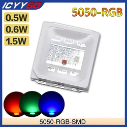 ICYYGO 5050 LED SMD RGB 1.5 0.6 0.5W LED Diode Chip Lamp Beads 5050 DIY Tri-Color Emitting Light-emitting High Quality Bright