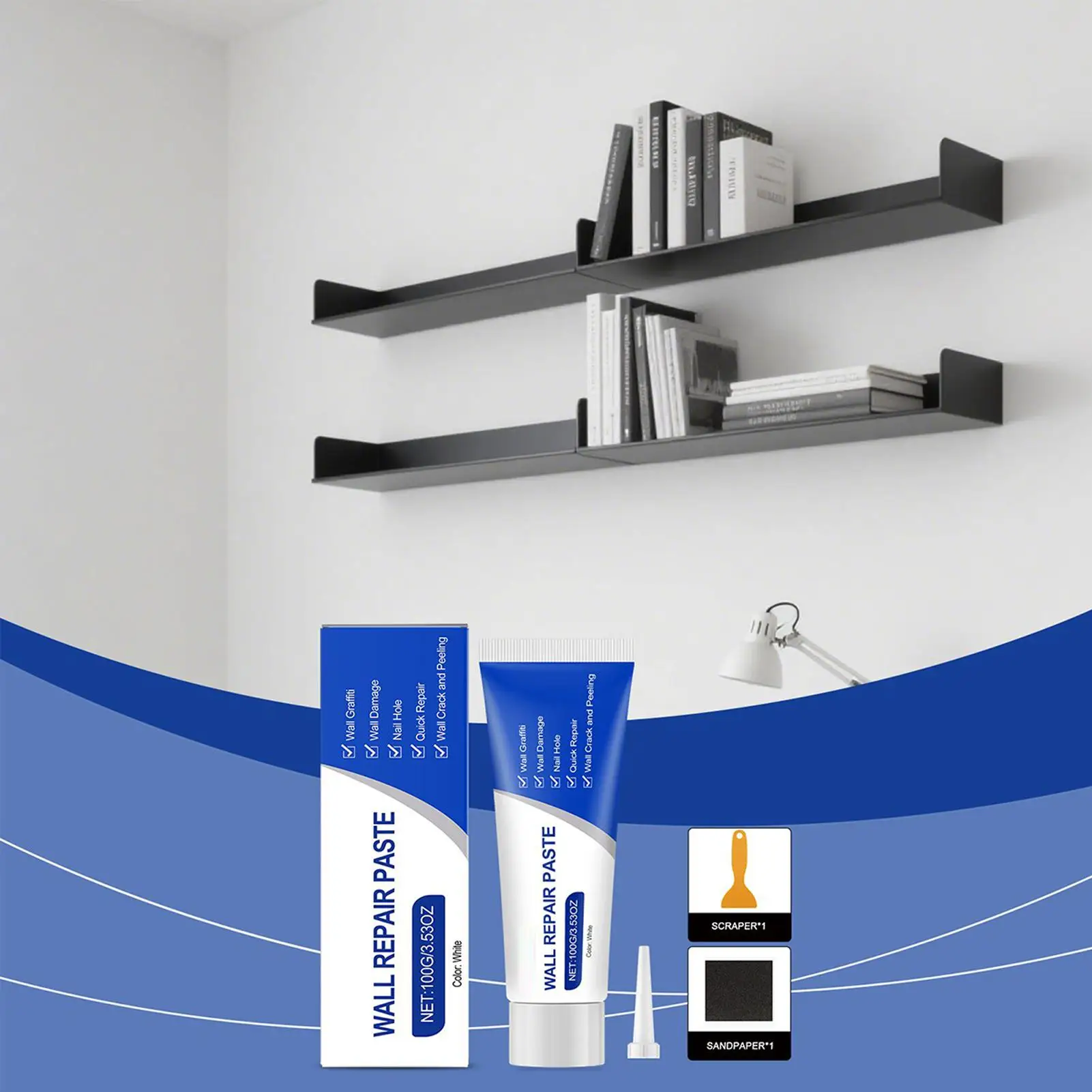 Drywall Repair Kit with Scraper Wall Hole Crack Filling Paste DIY Home Repair Kit for Quickly Repairing Wall Cracks