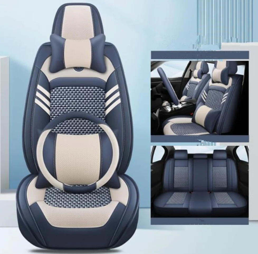 

Front and back car seat covers + Steering wheel cover for KIA Sorento 5 seats 2024-2014 breathable seat cushion seat case