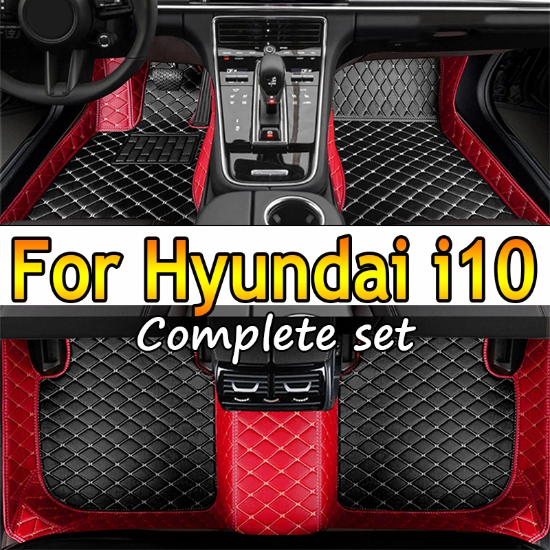 Car Floor Mats For Hyundai i10 BA Gran Metro Taxi Xcent IA 2014~2019 Leather Mat Car Mats Floor Rugs Durable Pad Car Accessories