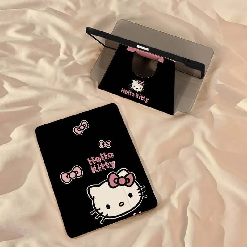 

Kawaii Hello Kitty iPad защитный чехол аниме вращающийся черный KT тройной складной для Mini6 Ipad5/6/7/8/9 Ipadpro18/20/21/22/24 Air5/6