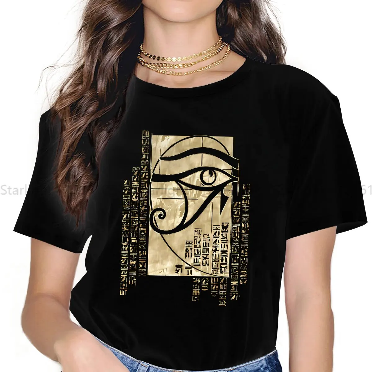 Eye Of Horus Women's T Shirt Fibonacci Sequence Golden Ratio Ladies Tees Kawaii Polyester Tops Basic Tshirt y2k Hipster