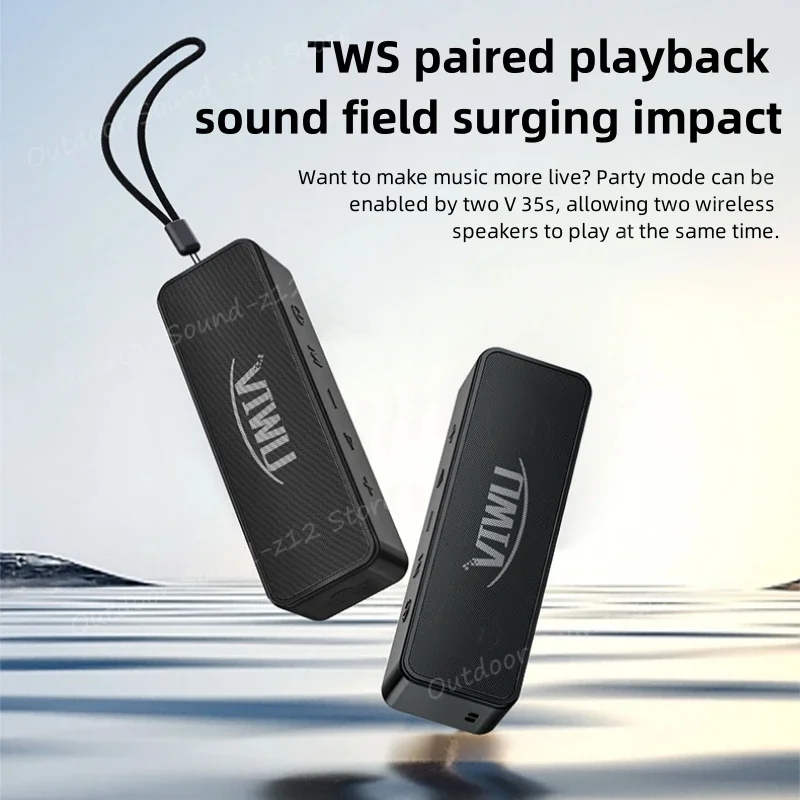 ลำโพงบลูทูธไร้สายแบบพกพา V35 TWS 30W กันน้ำเครื่องเล่นเสียง IPX6ลำโพงซาวด์บาร์