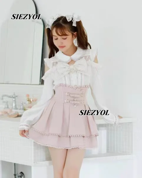 

White Shirt Oversize Japanese Lolita Style New Off-the-shoulder Pearl Collar Tops Cute Sweet Girls Large Bow Blouse Camisas