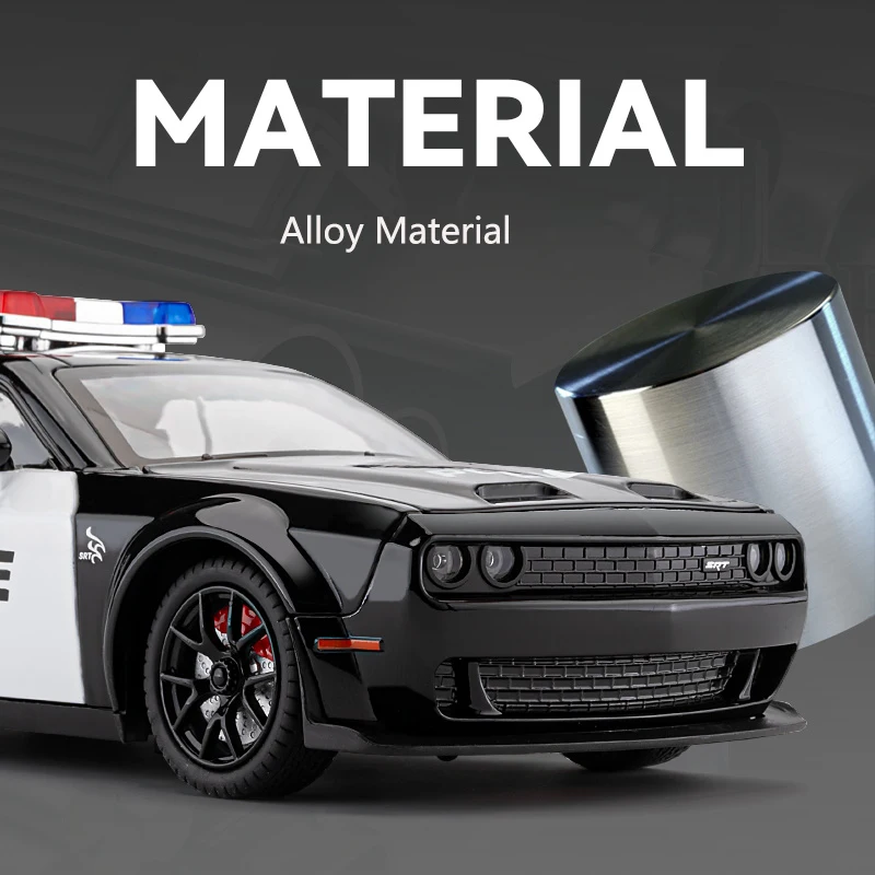 1:24 Simulato Dodge Hellcat Modello di Auto Della Polizia Suono E Luce Pull-Back Auto Giocattolo In Metallo Auto Sportiva Ragazzi Collezione Ornamenti Regalo