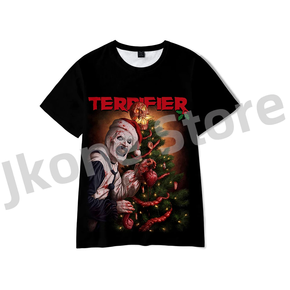 Terrifier T-shirts Christmas Horror Movie Merch Women Men Fashion Casual Short Sleeve Tee Streetwear