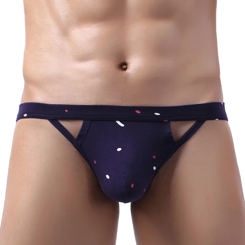 Sexy Men Underwear Thong Jockstrap Panties Backless Cotton Printed Slips Hollow G-String Homme Cueca Mens Penis Pouch Underpants