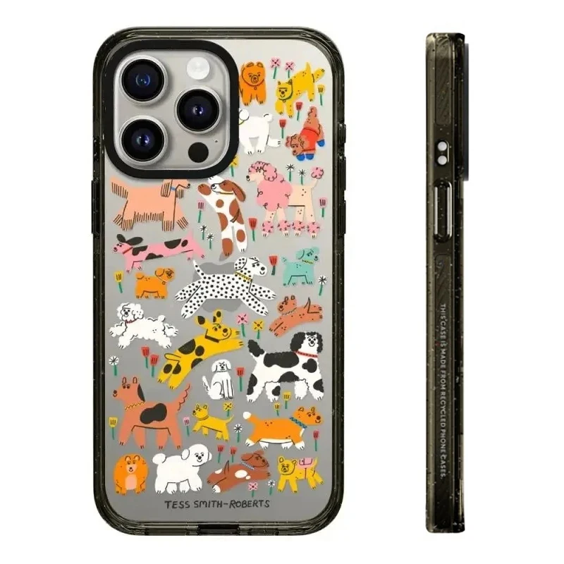 2.0 Acrylic Black Border Cute Animals Pattern iPhone 11 12 13 14 15 16 Pro Max Protective Case