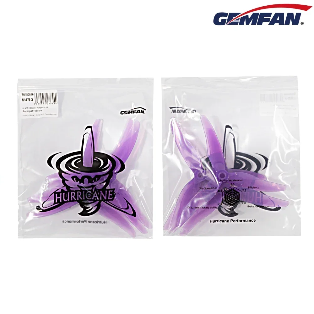 10 pares (10cw + 10ccw) gemfan jb furacão 51477 hélice de 3 lâminas (cor mista) para rc fpv freestyle 5 polegadas drones peças diy