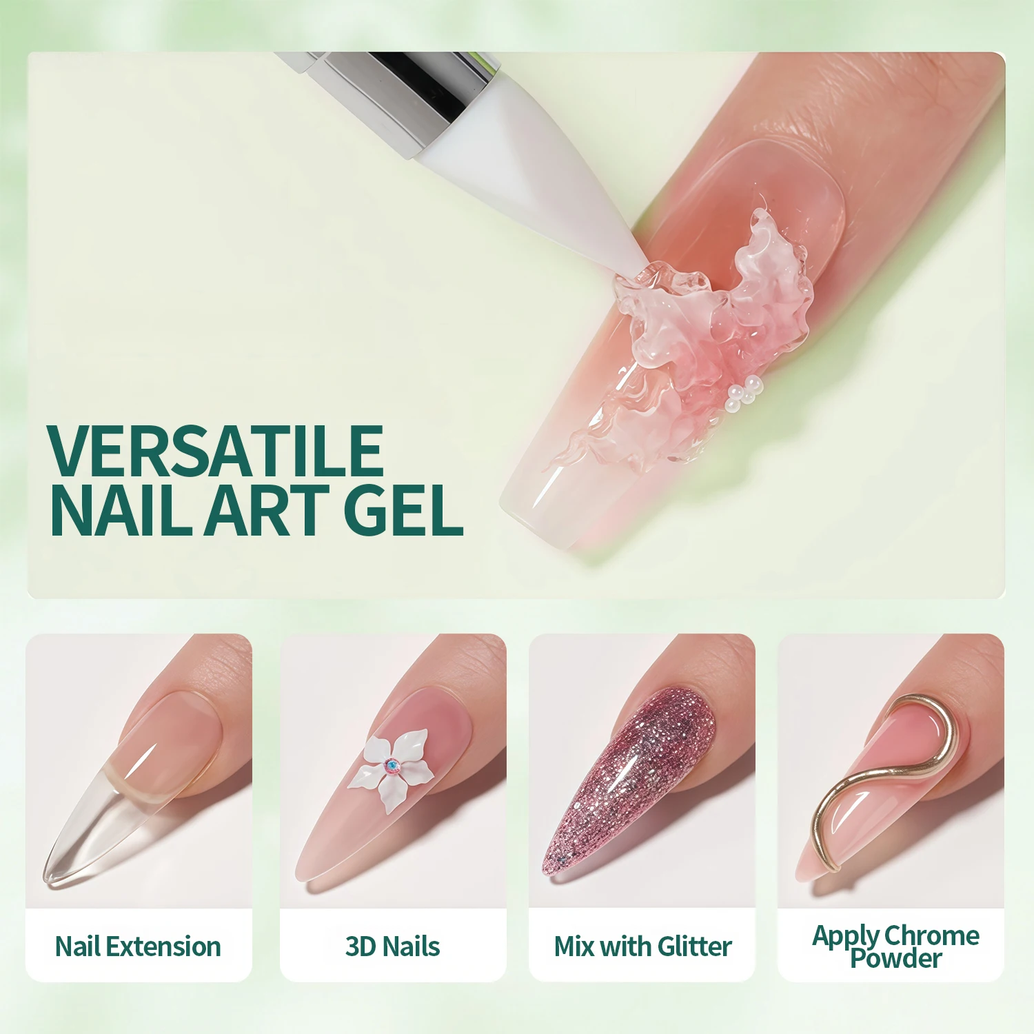 ネイルポップ ノンスティッキー エクステンションジェル HEMA TPOフリー クリア ホワイト ヌードピンク ボンド カラーチップ ラインストーン スカルプテッドデザイン用 1個