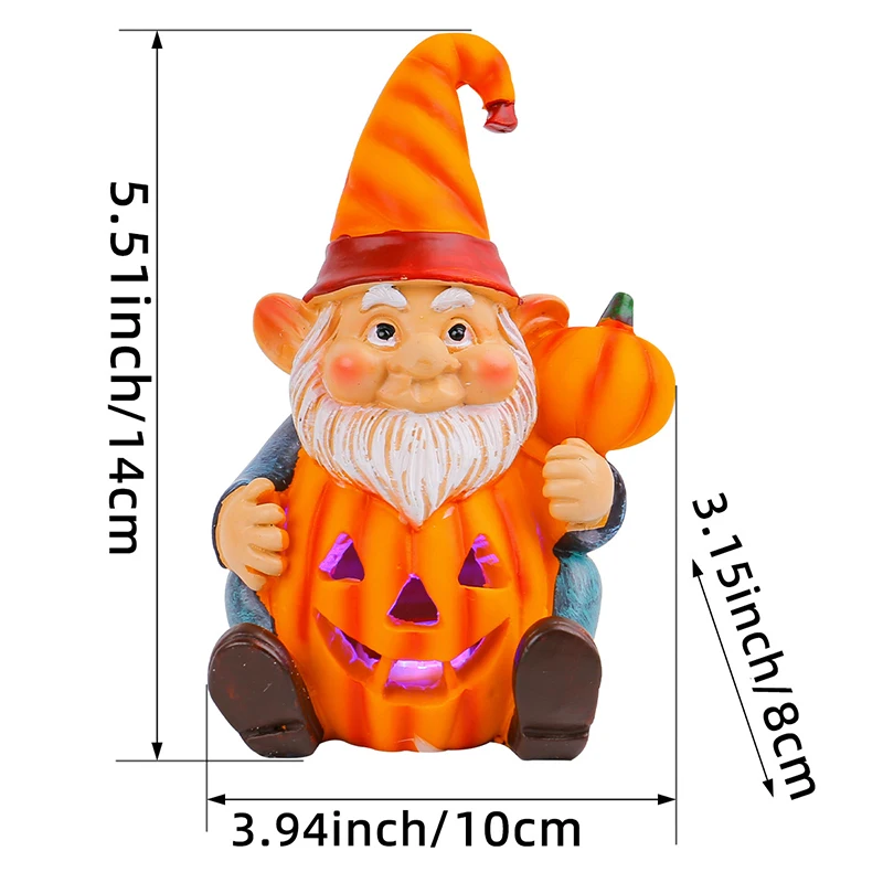 Luminous Dwarf Hug Pumpkin Halloween Ornament Novelty Resin Craft Dwarf Old Man Courtyard Home Halloween Decoration