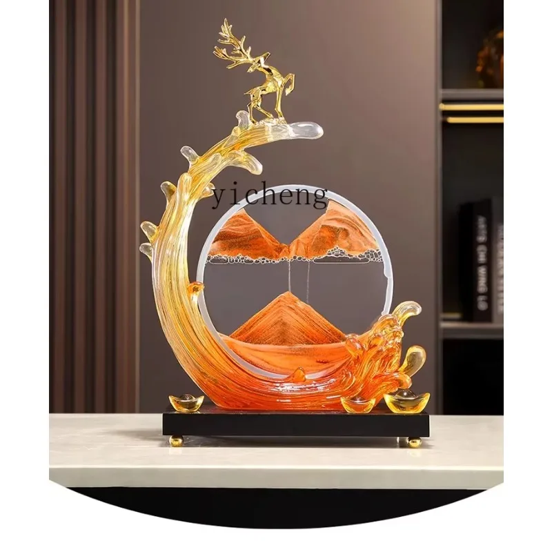 LYY  Fengsheng Shui Quicksand Painting Ornament Light Luxury High-end Living Room Home TV Cabinet Ornament