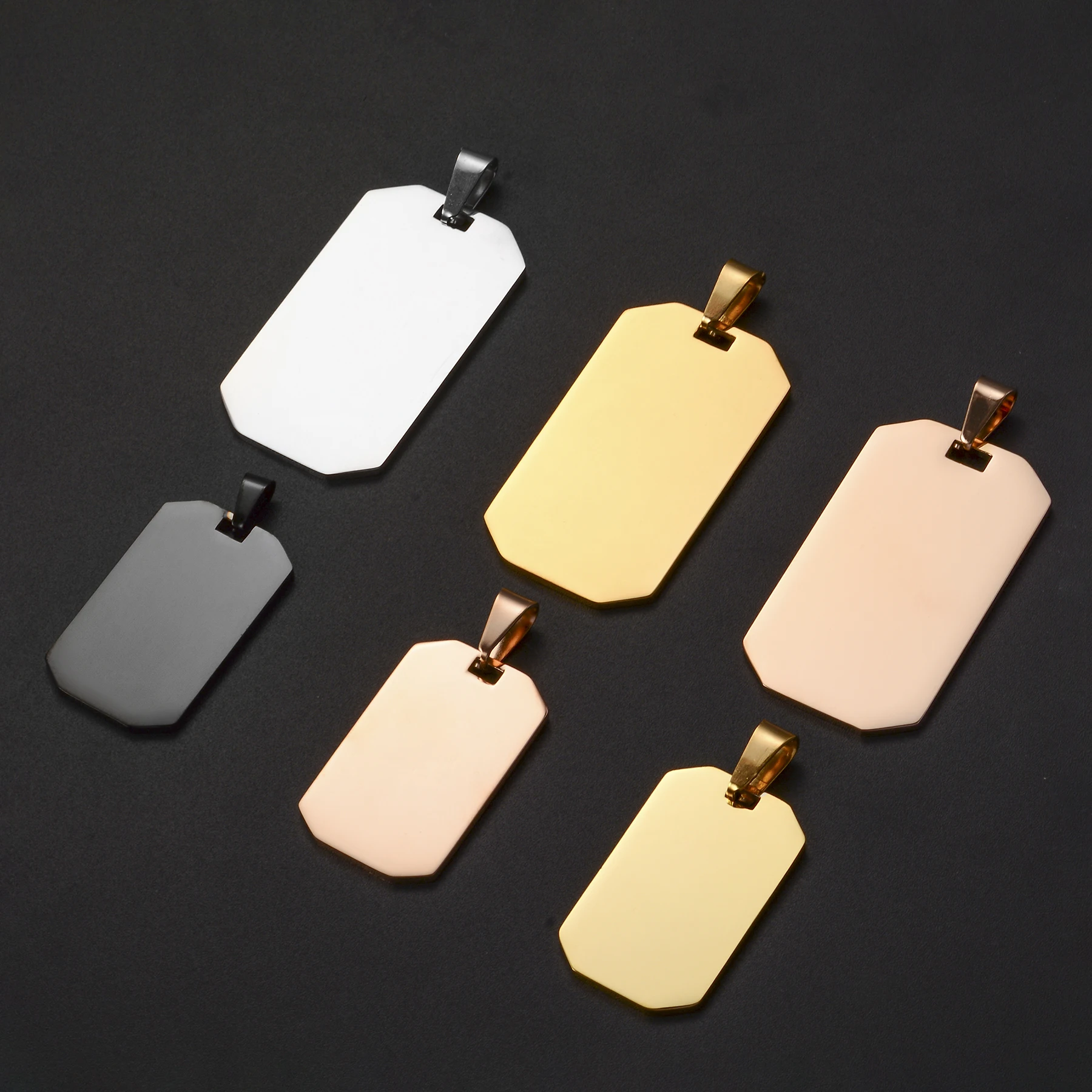 Wholesale 6pcs/lot Stainless Steel Octagon ID Blank Dog Tags Charm Military Army Pendant For Necklace Jewelry