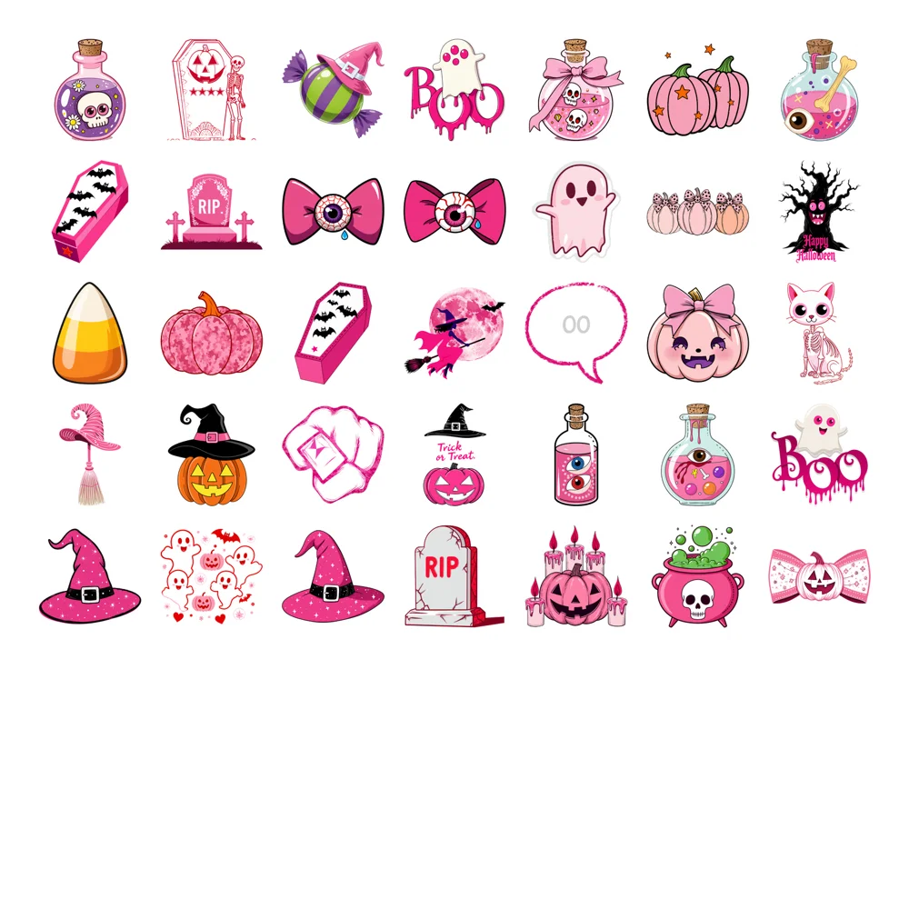 35 Stück Cartoon-Halloween-Aufkleber, verspielte Hexe, Lehrer, Belohnungsaufkleber, Aufkleber für DIY, Telefon, Gitarre, Laptop, Notebook