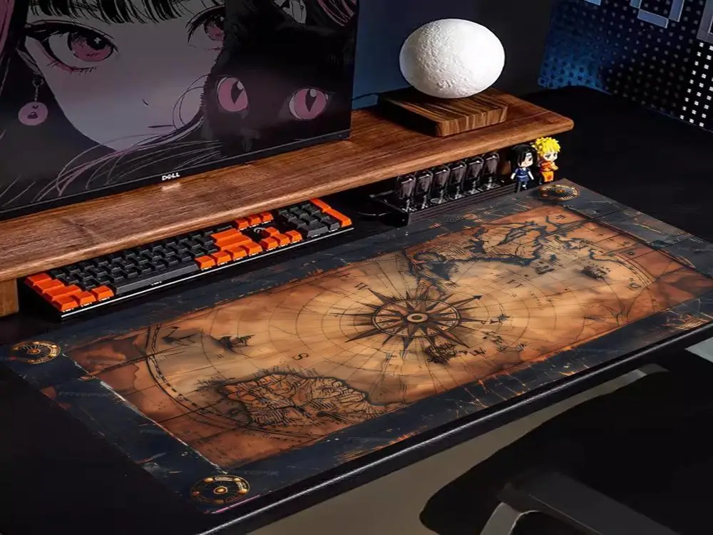 Large Size Table Mat Vintage Nautical Treasure Map Old Parchment Style Mouse Pads For Game Card Pad Playmat