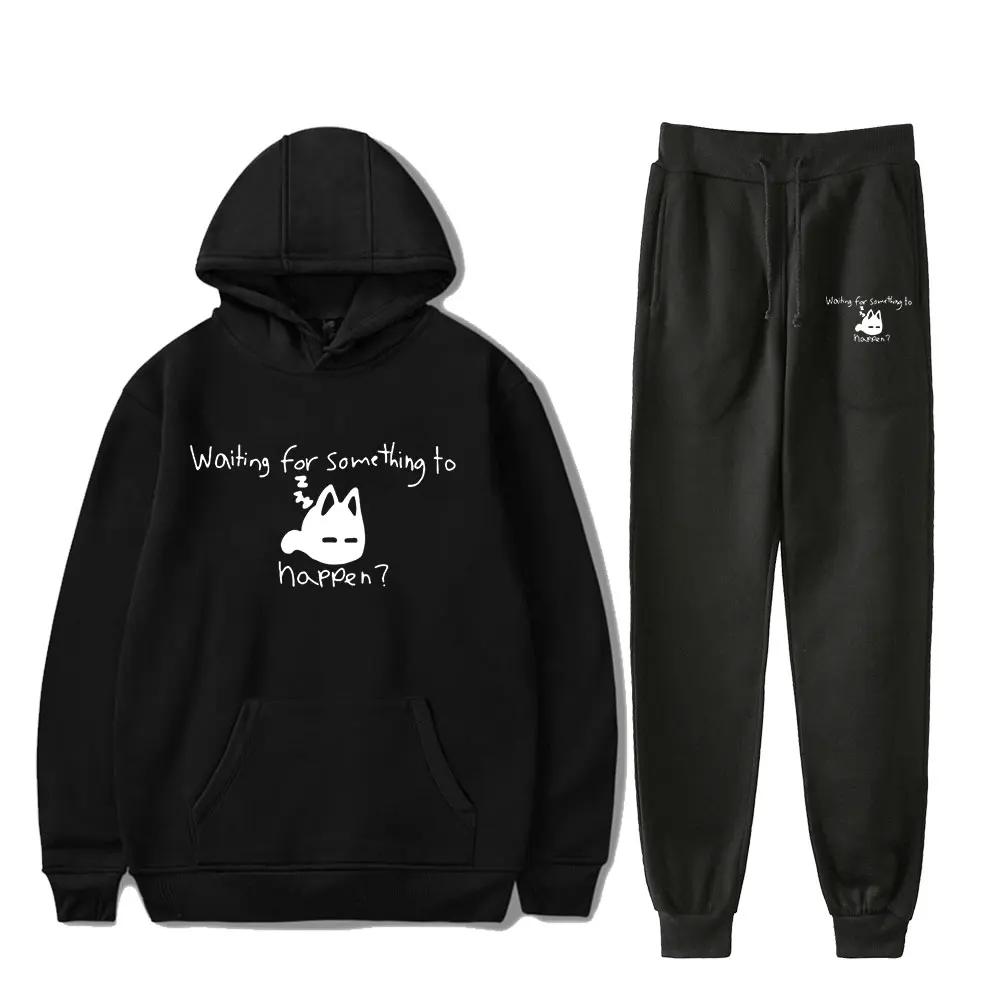 Omori Waiting for Something to Happen Vintage 90s HOODIE Merch Hoodies Set Men Women Hoodies Pants Outerwear Two-Piece Suit 