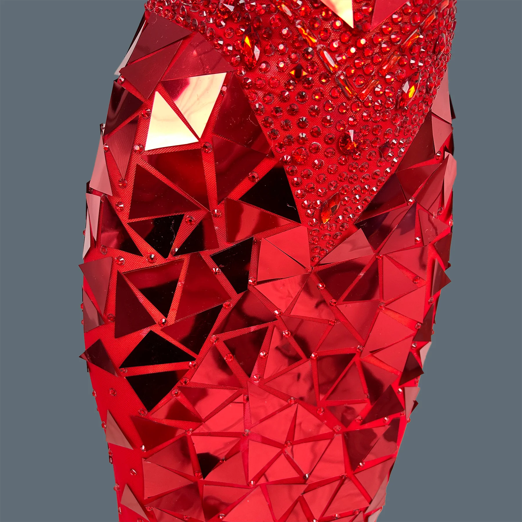 

Luxury High-end Couture Sparkly Rhinestone Mirrors Bandage Evening Gown Party See Through Mesh Sexy Long Dresses Hongjingpian