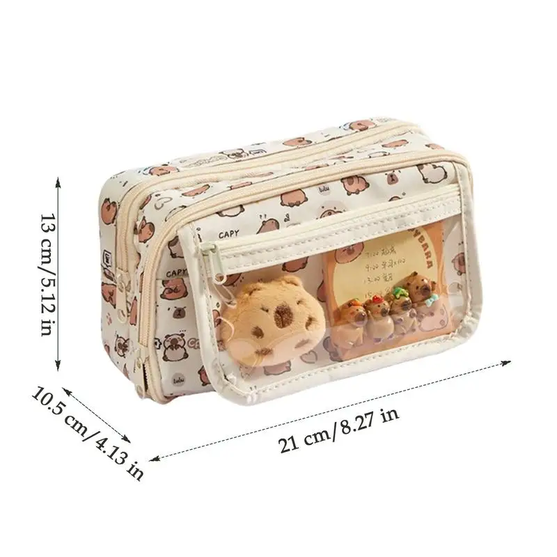 مقلمة كابيبارا اللطيفة المحمولة 9 مقصورة القرطاسية القلم انغلق واسعة فتح الفم قلم رصاص الحقيبة اللوازم المكتبية #6