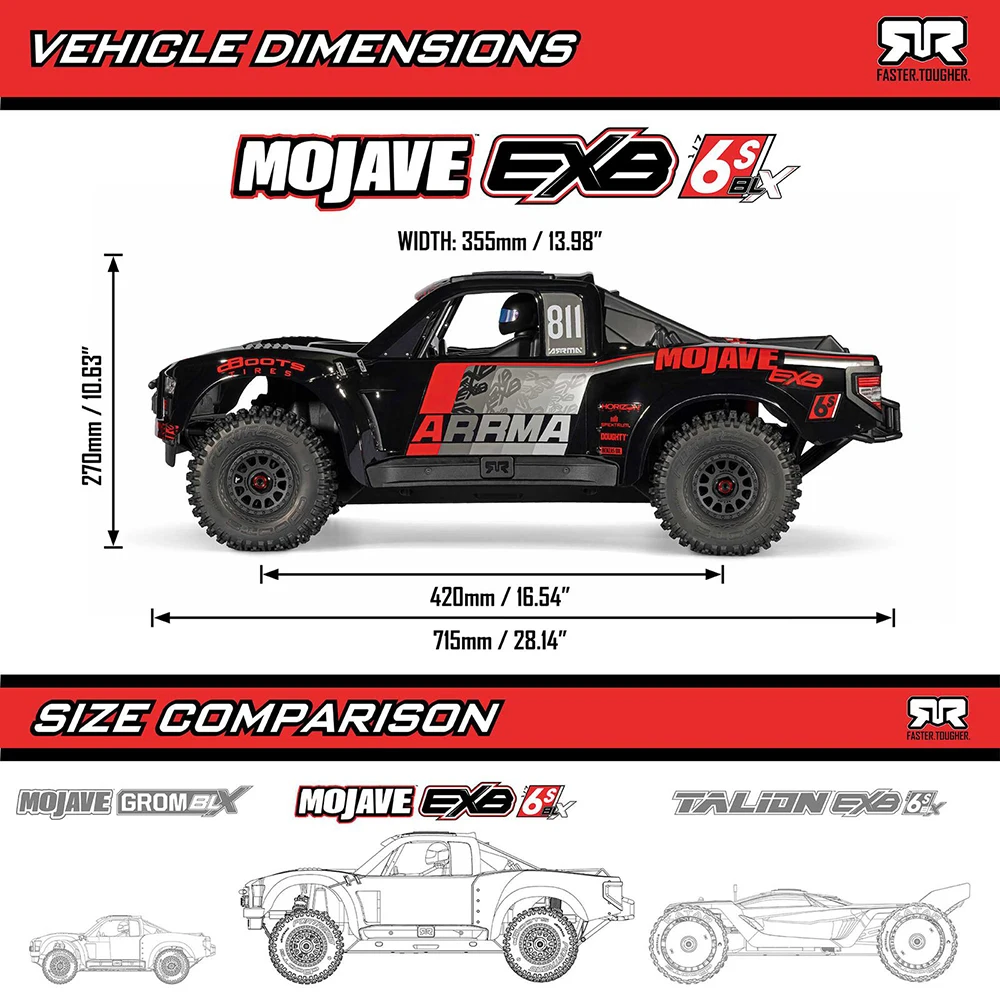 ARRMA MOJAVE EXB V3 ARA7704V3T1 6S Brushless Desert Truck 1/7 RC Electric Remote Control Model Car Adult Toys