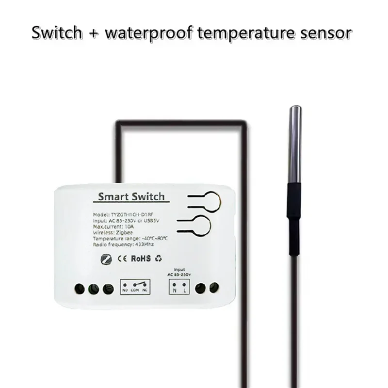 

SQPP-5X Tuya умный переключатель Zigbee с датчиком температуры пассивный сухой контакт реле Zigbee работает с домашним помощником переменного тока 85-250 В