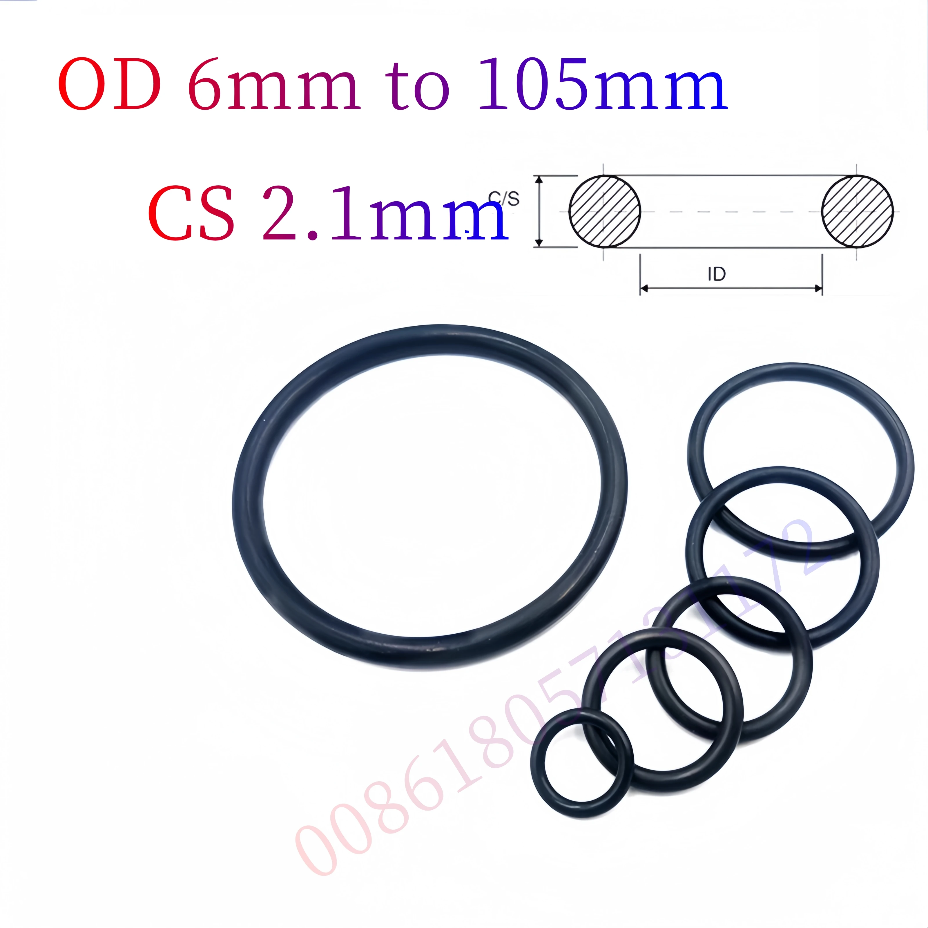 Custom EPDM 70 O-Rings, 2.1mm Cross-Section, Gasket Cushion, Weather, Ozone, UV, Chemical, Acid & Alkali Resistant, Black