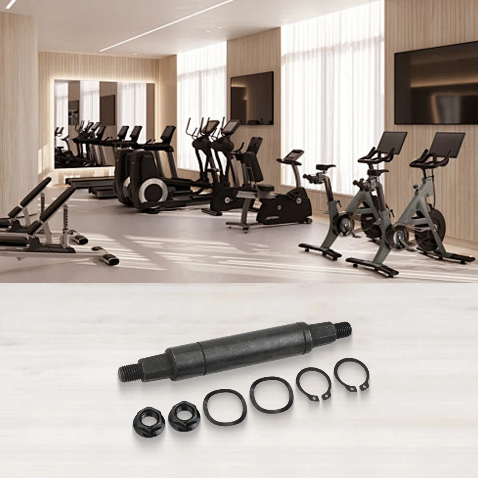 1set Exercise Bike Center Axis Pedal Bearing Chain Disc Wheel Axle Accessories Gym Fitness Bike Center Axis