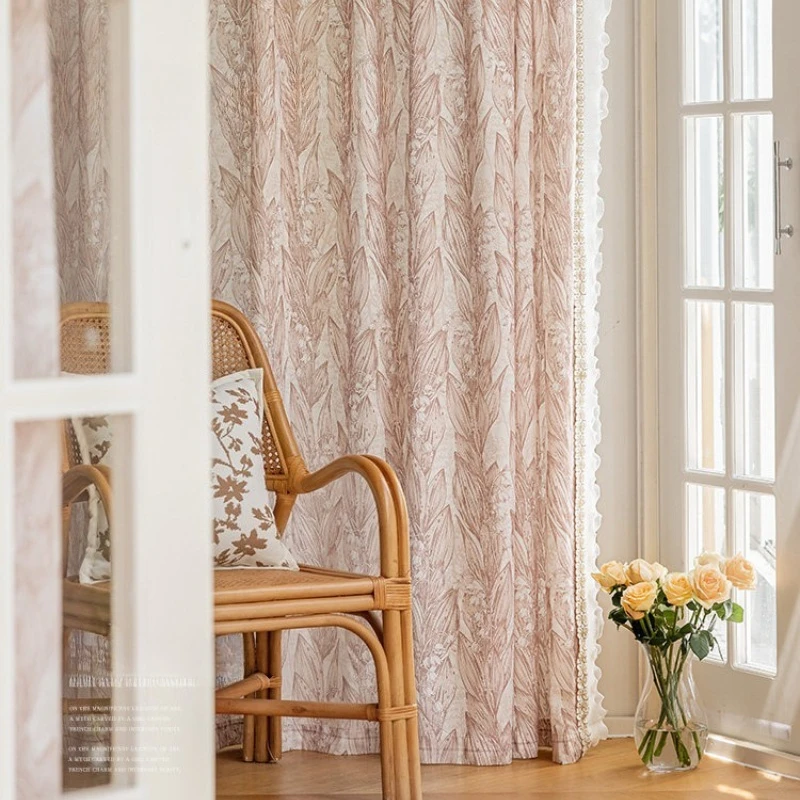 Light Luxury French Style Living Room Curtains Bedroom Bay Windows Semi Blackout Romantic Gauze Curtains Home High-end Curtains