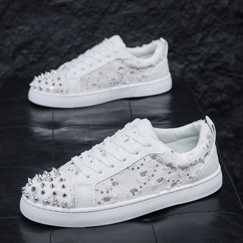 New Men's Sneakers Designer Rivet Outdoor Running Shoes Fashion High Quality Comfortable Casual Shoes Lace Up Non Slip Men Shoes