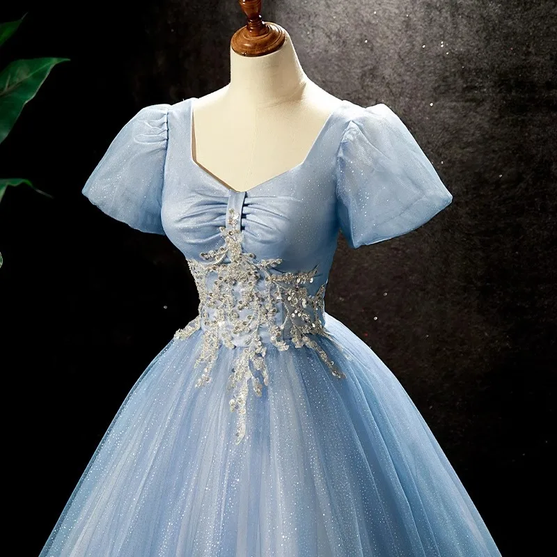 Robe de Rhbrillante avec appliques en tulle, robe de Quinceanera, fête d'anniversaire, quelle que soit la occasion formelle, 15