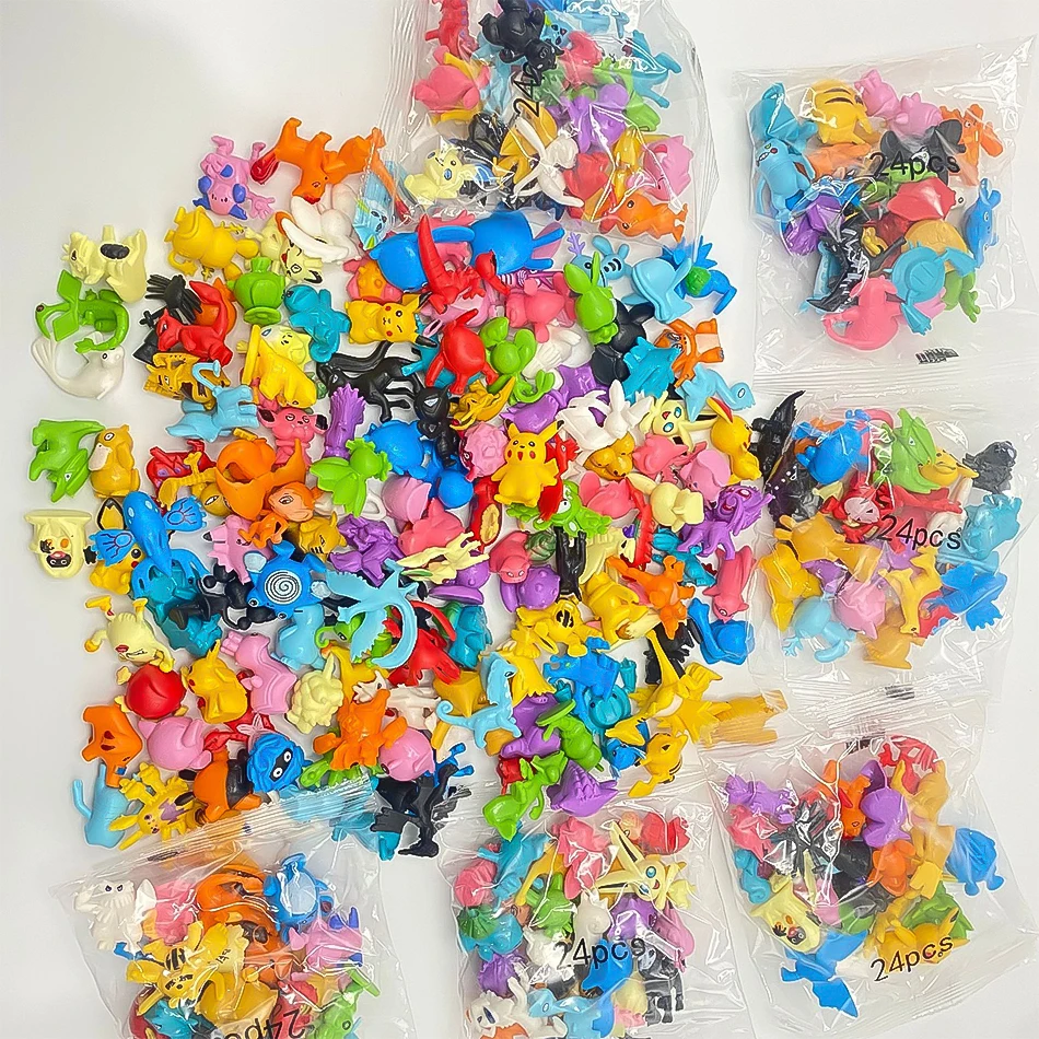 24-144pcs Pokemon Action Figure Pikachu Anime Model 2-3CM Sier Decoratie Mini Model Pop Speelgoed kinderen Kerstcadeaus
