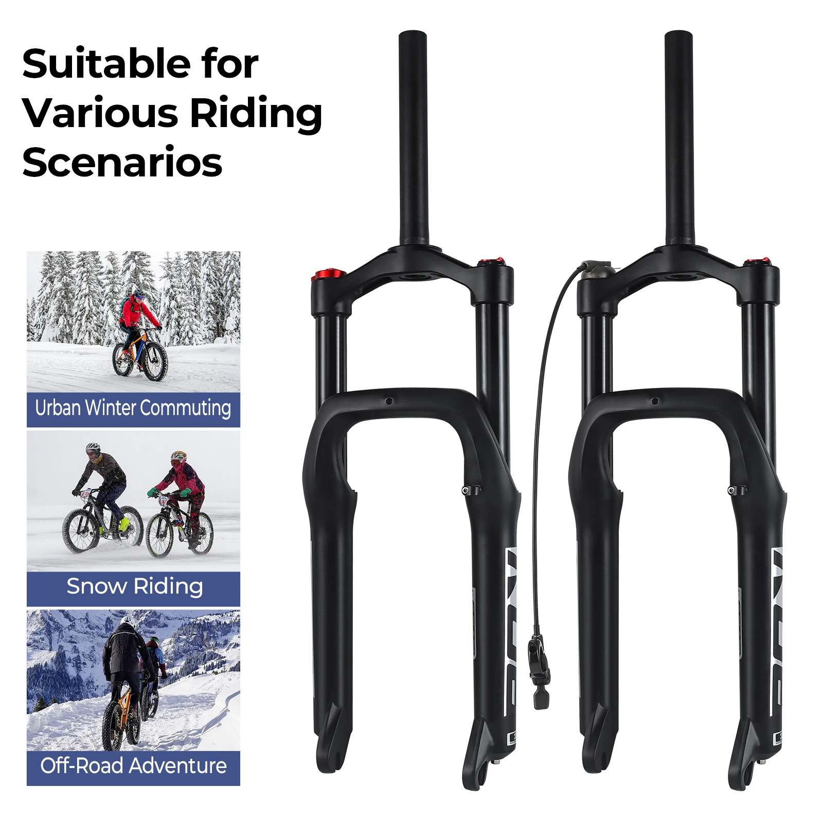 Bolany 20*4.0 Snow Bike Fat Front Fork Magnesium Alloy Hook MTB Fork 120mm Travel Suspension Air Fork For E-bike Mountain Bike