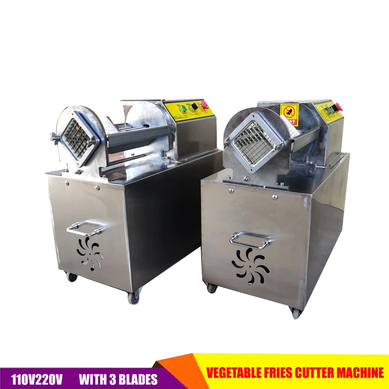 Electric French Fries Cutter With 3 Blades Automatic Potato Chips Slicer Carrots Cutter Vegetable Shredding Machine