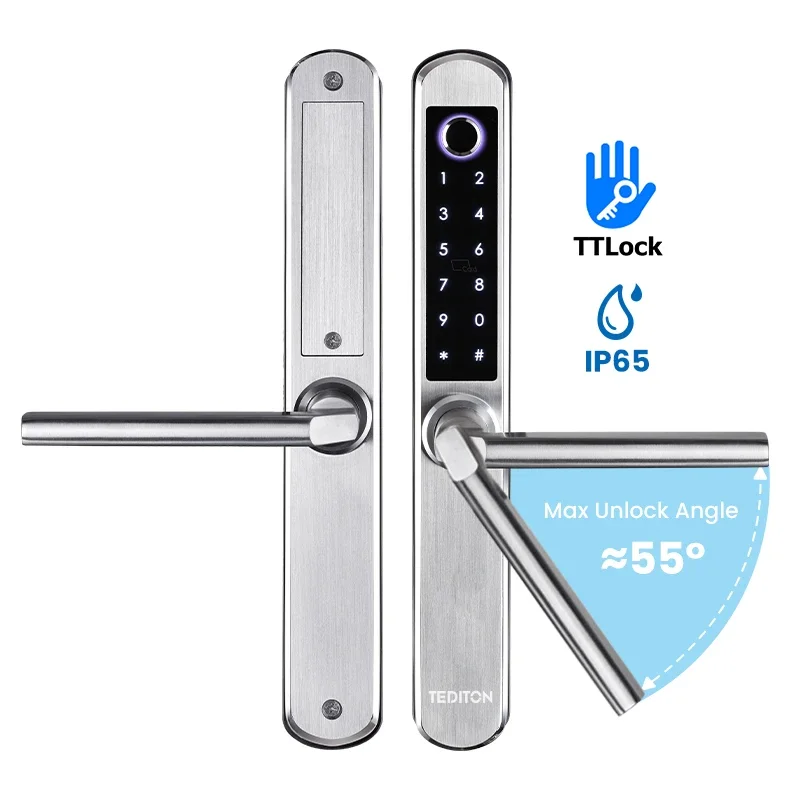 

yyhcTediton TTlock Outdoor Sliding Push And Pull Smart Lock Hotel Security Door Lock Smart Locks For Exterior Doors