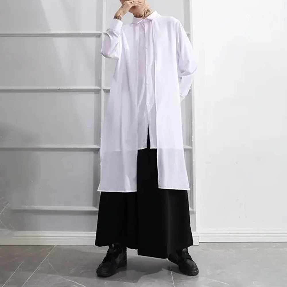 

XS-5XL Summer New Men's Solid Color Wide-Leg Skirt Pants American Retro Fashion Trend Street Loose Casual Simple Men's Bottoms