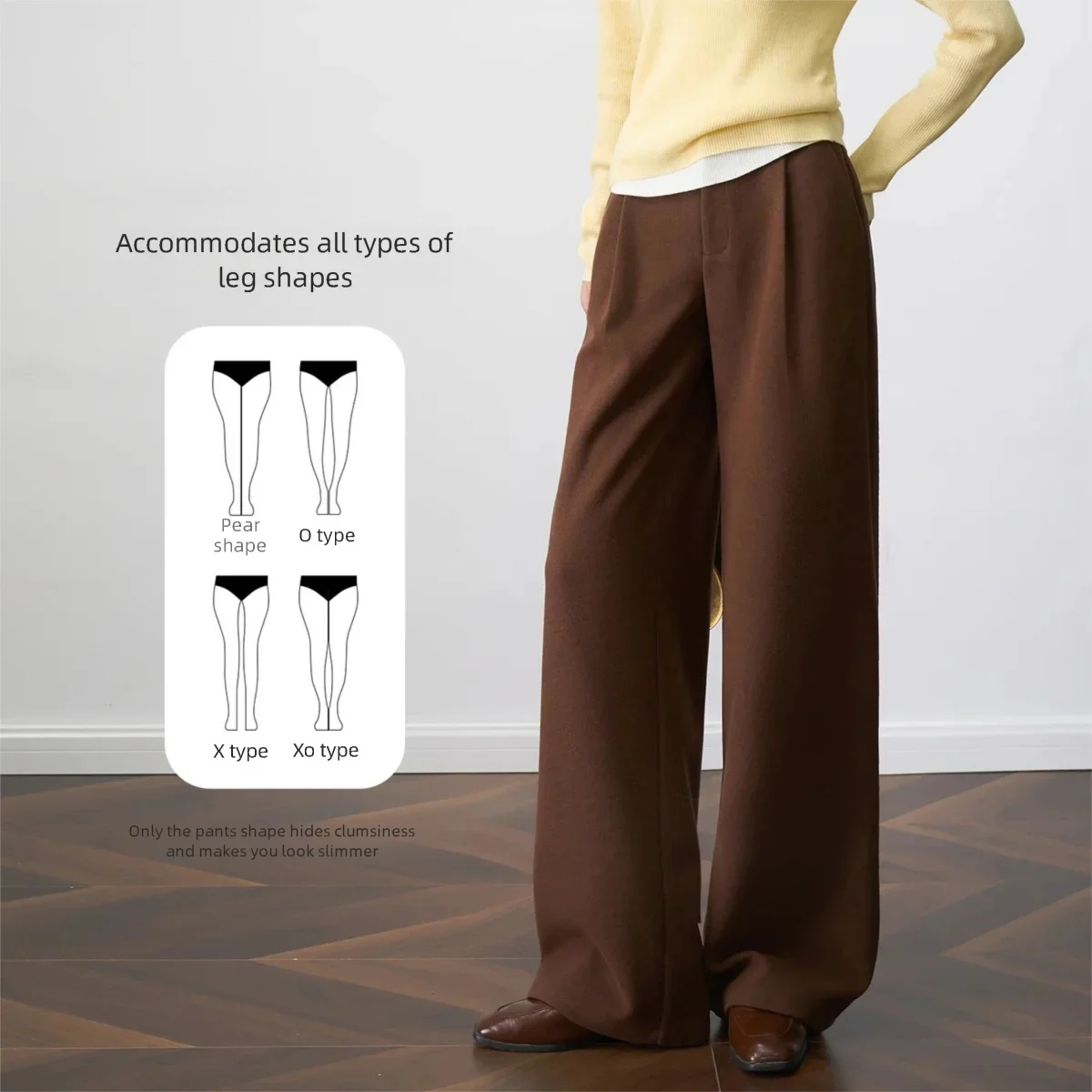 OLrain بنطلون نسائي واسع الساق لخريف 2025 عالي الخصر فضفاض مناسب بسحاب أمامي مستقيم سروال مكتب سيدة قيعان O57QK001819 #3