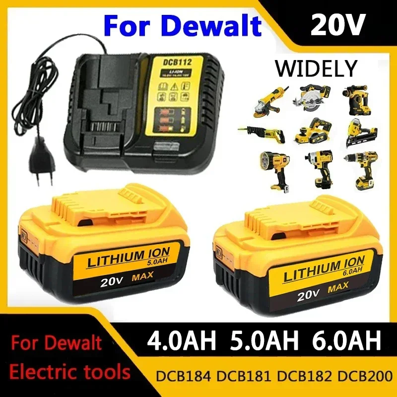 New Power Tool Batteries 20V MAX 4.0AH 5.0AH 6.0AH DCB200 Replacement Li-ion Battery for DeWalt DCB205 DCB201 DCB203