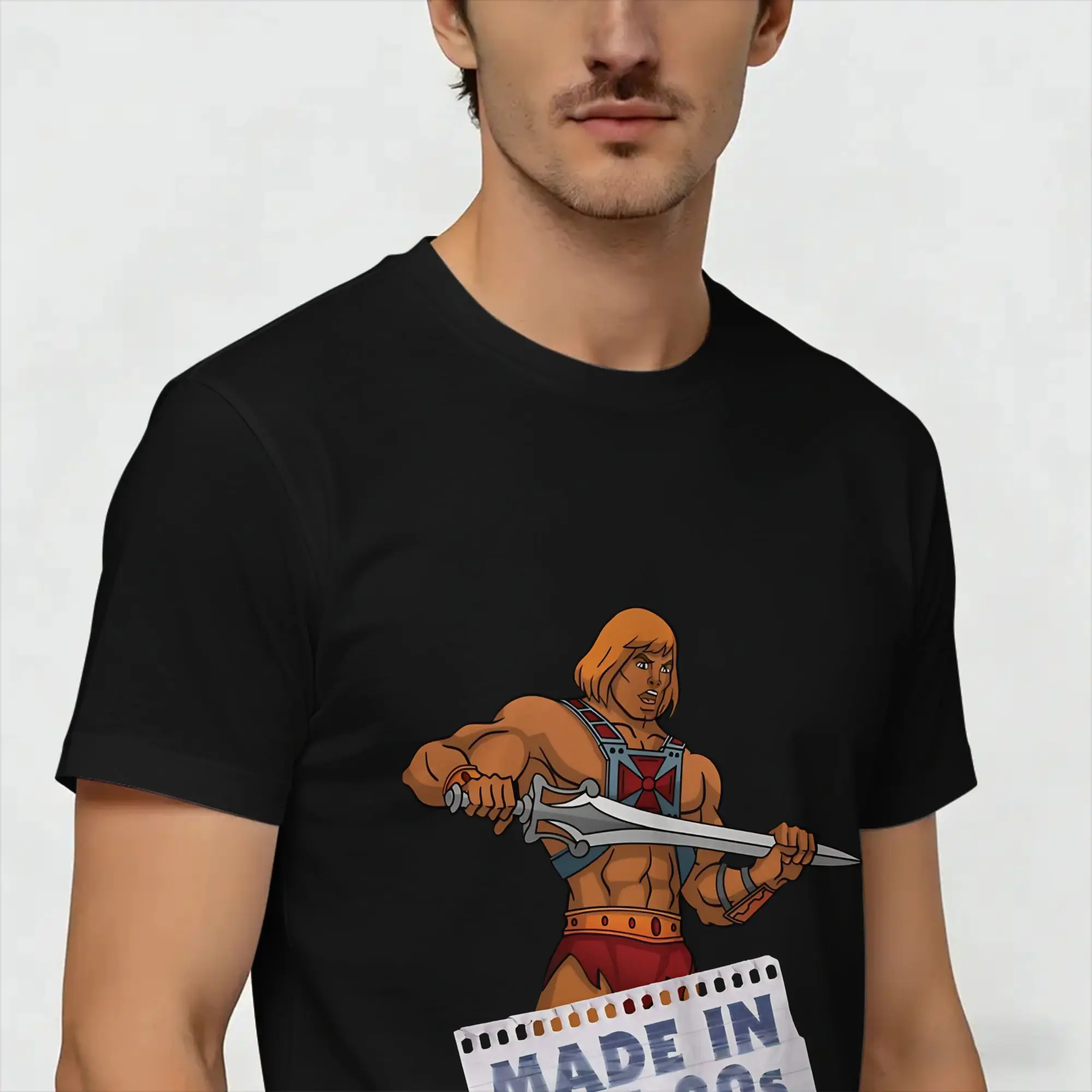 H-He Mans Starry T-Shirt, Sommermode-T-Shirts für Erwachsene, reine Baumwolle, O-Ausschnitt, übergroße Kleidung, kurze Ärmel, tolles T-Shirt – Detail 4