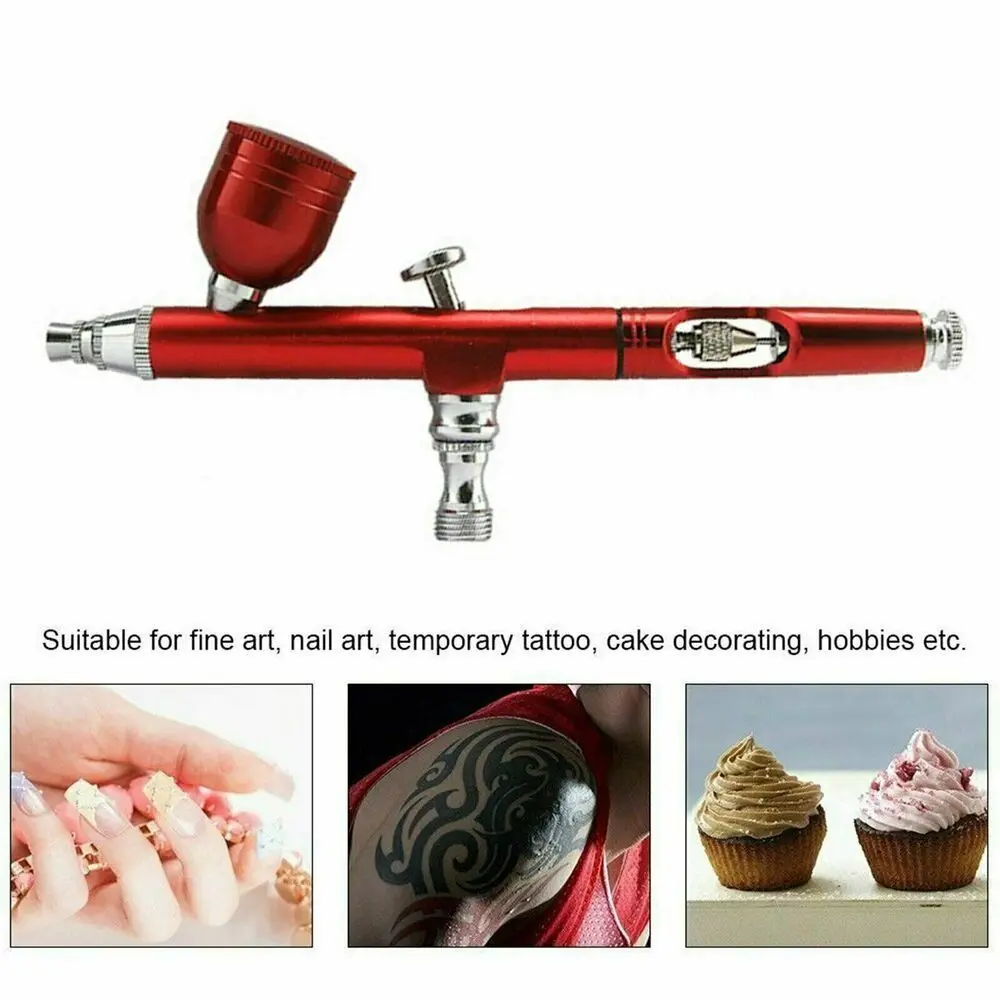 

Red/black/gold/pink Handheld Tattoo Painting Airbrush Kit Dual Action Compressor Spray Nail Art Paint