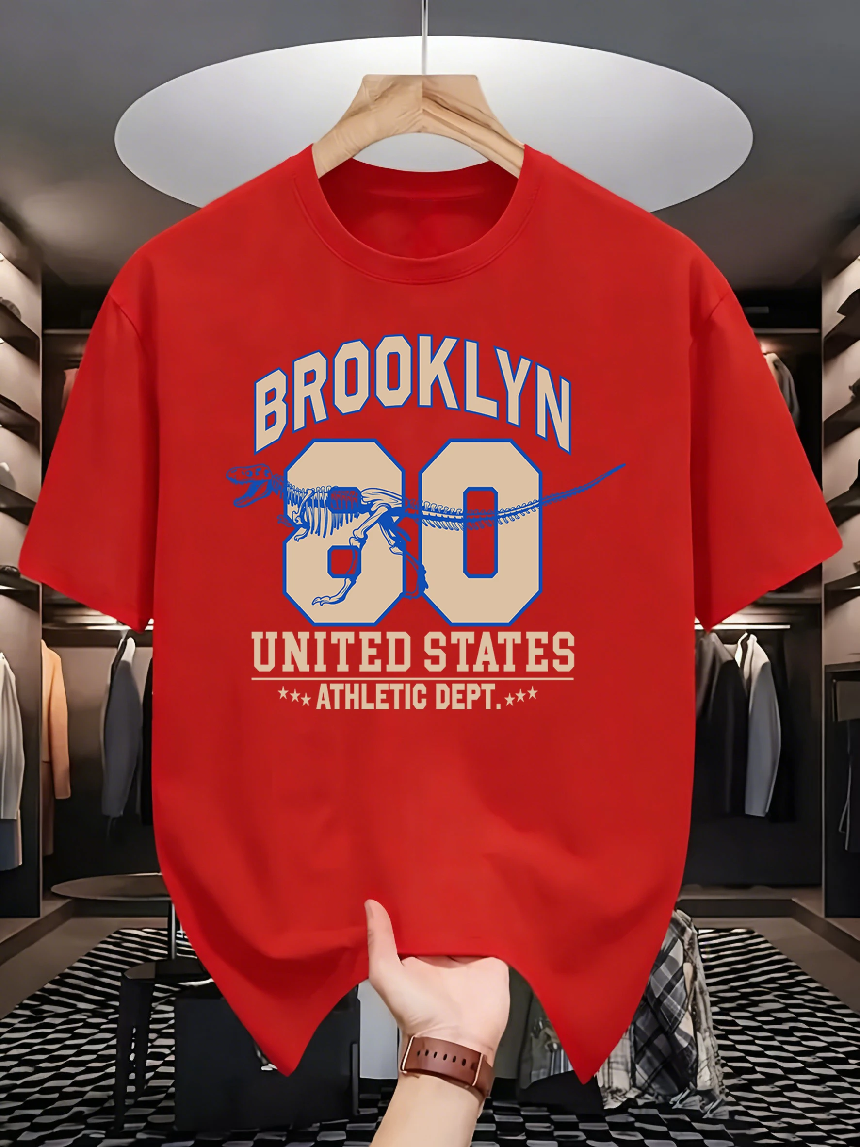 Brooklyn United States Athletic Dept Herren-T-Shirt, weich, modisch, Sportbekleidung, Sommer-T-Shirt mit O-Ausschnitt, Unisex, lockere Baumwollkleidung