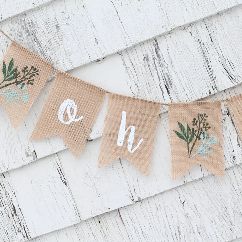 Burlap Greenery Oh Baby Shower Gender reveal sign Banner garden rustic Farmhouse Dessert Table decoration Backdrop Photo Booth