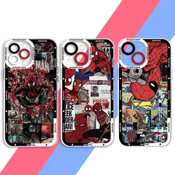 Custodia hot Marvel Spider Man per iPhone 7 6s 13 Pro Max 8 15 Plus 14 Pro 11 SE X XS 12 Mini XR 11Pro Cover Coque in Silicone trasparente